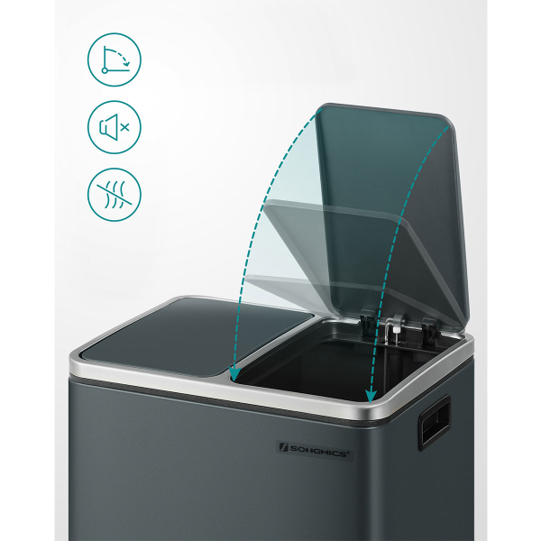 Κάδος Απορριμμάτων Διπλός (41x31.5x47) Songmics 30lt LTB30GS