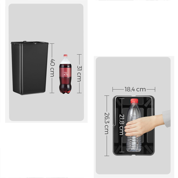 Κάδος Απορριμμάτων Διπλός (41x31.5x47) Songmics 30lt LTB30GS