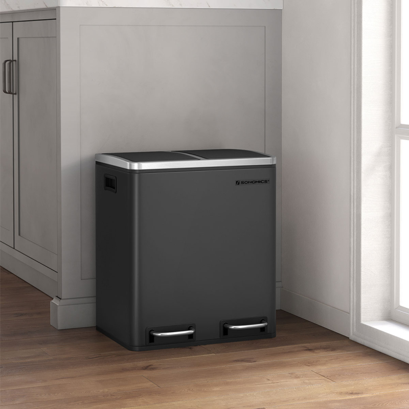 Κάδος Απορριμμάτων Διπλός (41x31.5x47) Songmics 30lt LTB30BK