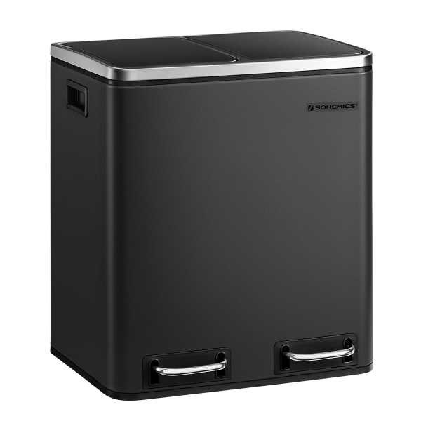 Κάδος Απορριμμάτων Διπλός (41x31.5x47) Songmics 30lt LTB30BK