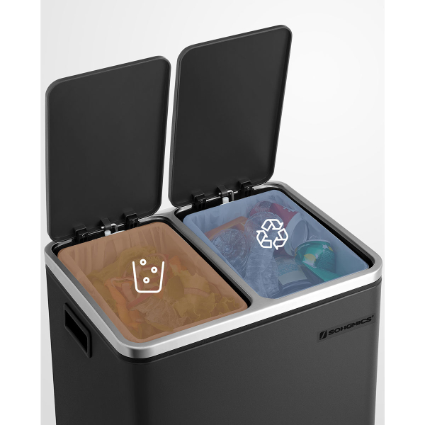 Κάδος Απορριμμάτων Διπλός (41x31.5x47) Songmics 30lt LTB30BK