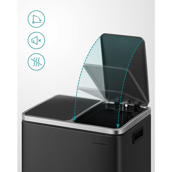 Κάδος Απορριμμάτων Διπλός (41x31.5x47) Songmics 30lt LTB30BK