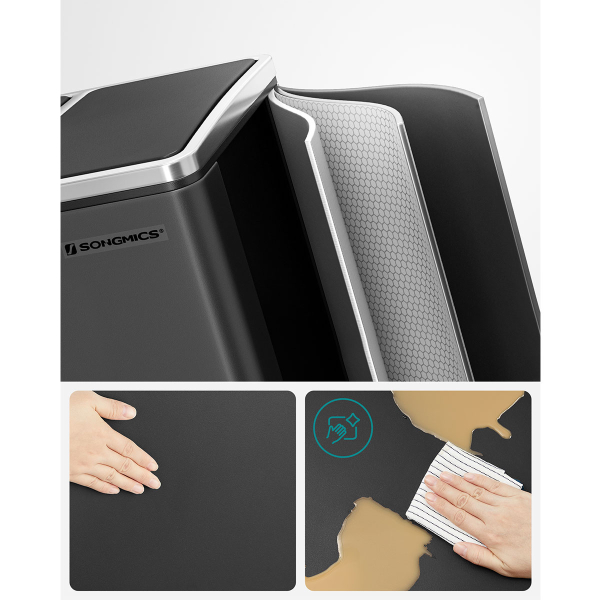 Κάδος Απορριμμάτων Διπλός (41x31.5x47) Songmics 30lt LTB30BK