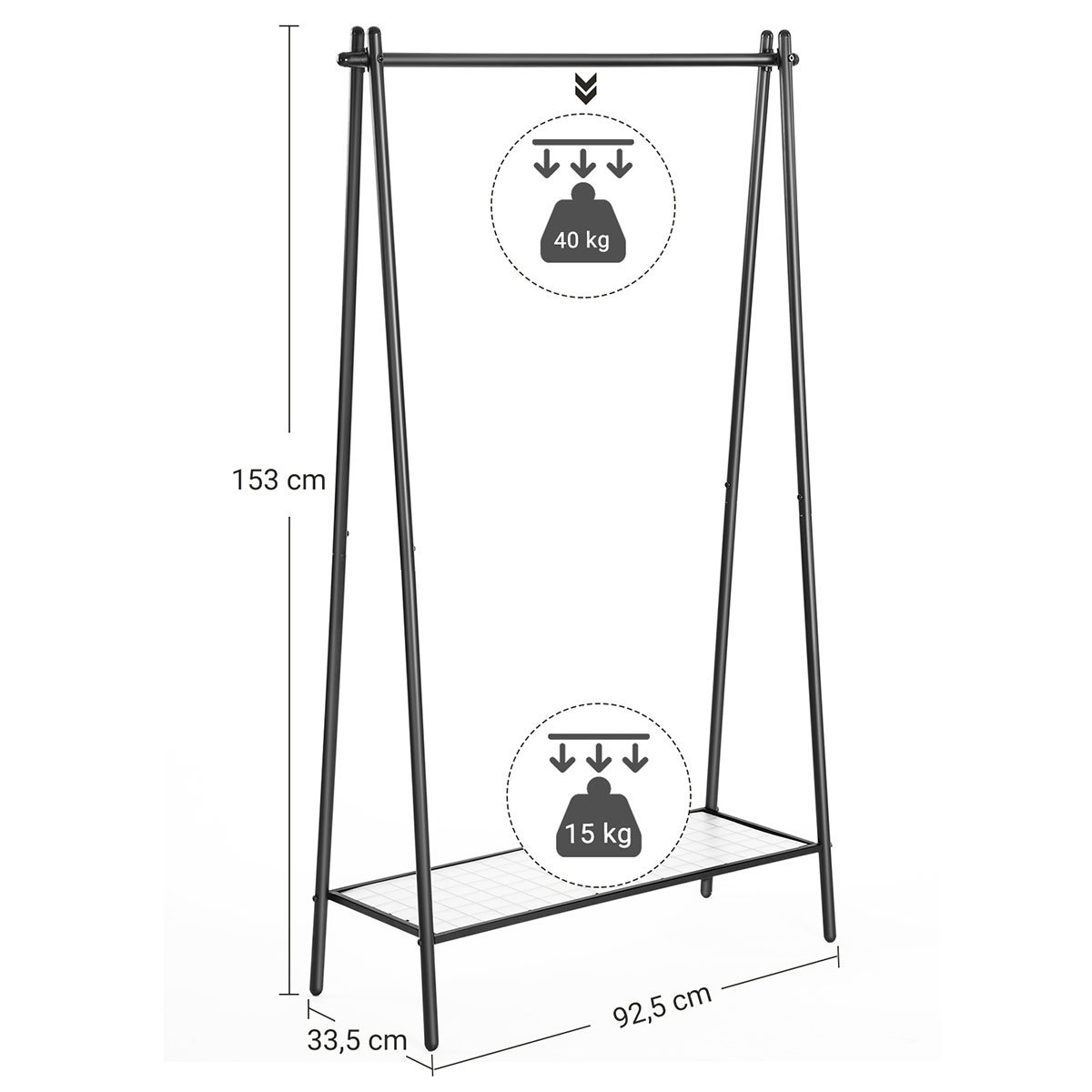 Κρεμάστρα Δαπέδου με Ράφι (92 5X33 5X153) Songmics Hsr23Bk Home Οργάνωση & Αποθήκευση Κρεμάστρες Spitishop