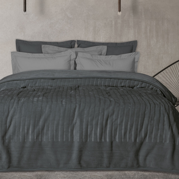 Κουβέρτα Βελουτέ Μονή (160x240) Das Home Velour 1349 D.Grey
