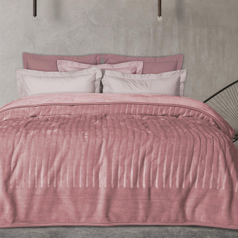 Κουβέρτα Βελουτέ Μονή (160x240) Das Home Velour 1352 Pink