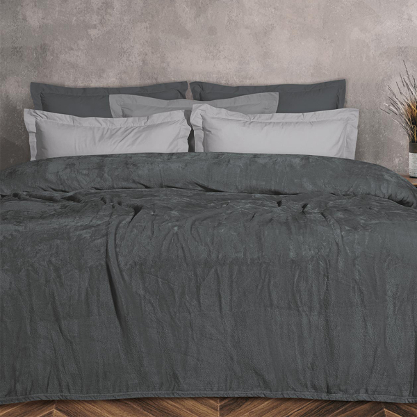 Κουβέρτα Fleece Μονή (160x220) Das Home Velour 1343 D.Grey