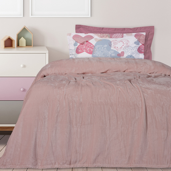 Κουβέρτα Fleece Μονή (160x220) Das Home Velour 1346 Pink