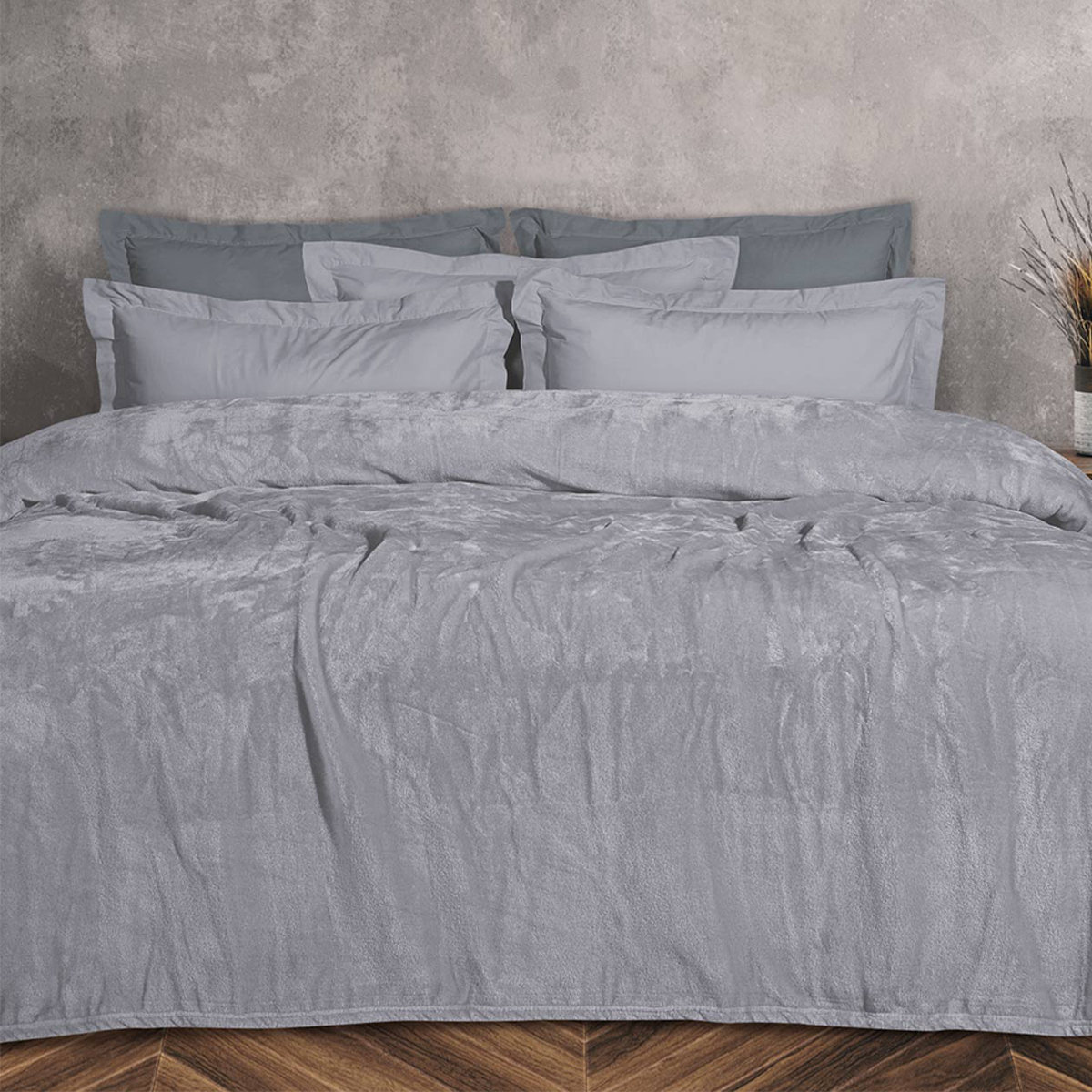 Κουβέρτα Fleece Υπέρδιπλη (220×240) Das Home Velour 1342 Grey