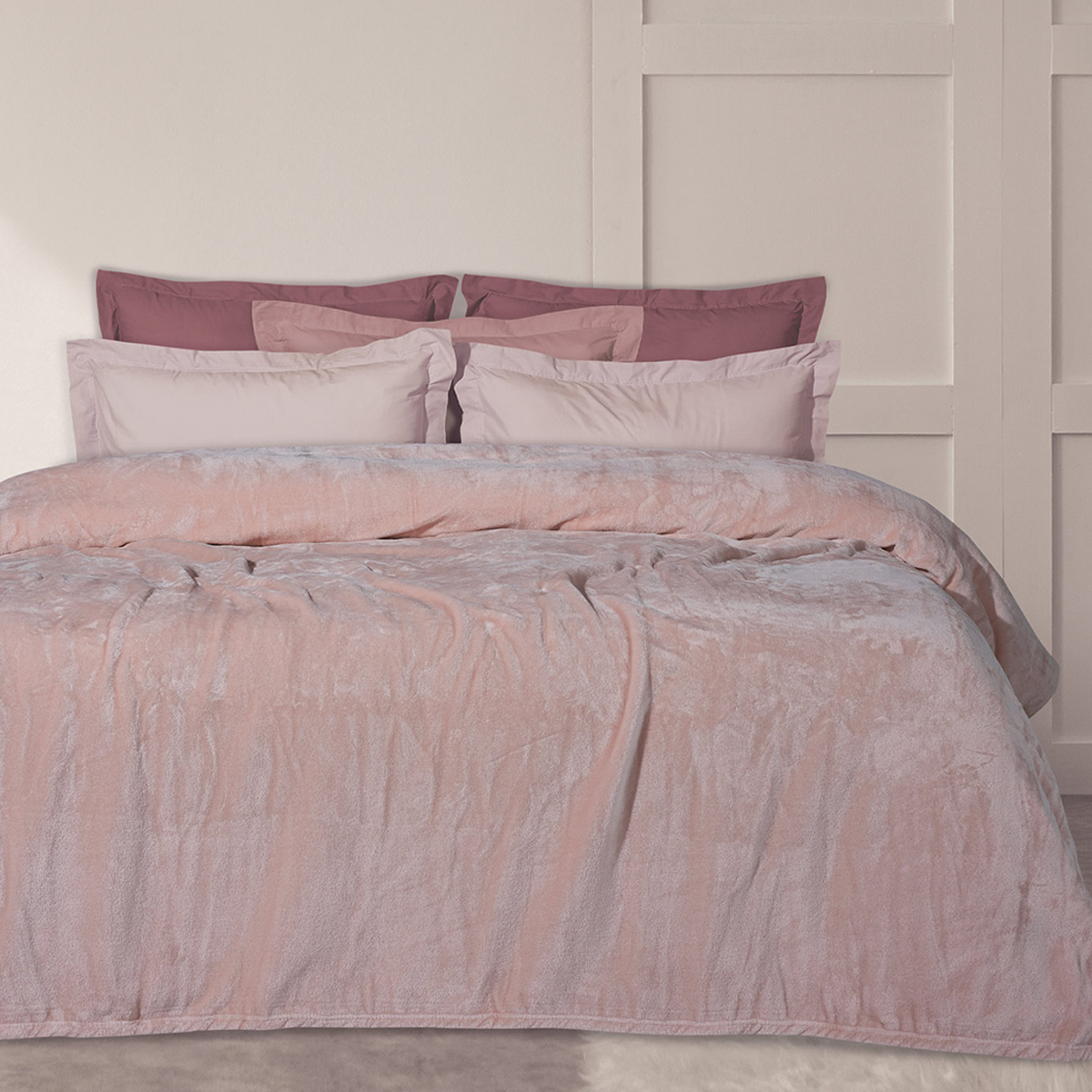 Κουβέρτα Fleece Υπέρδιπλη (220×240) Das Home Velour 1346 Pink