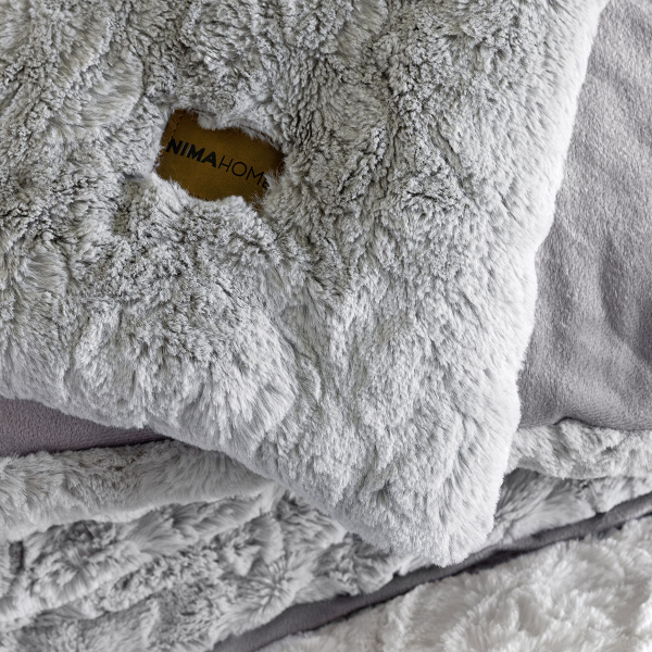 Γούνινο Κουβερτοπάπλωμα Υπέρδιπλο (220x240) Nima Velure Light Grey
