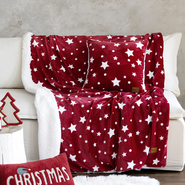 Χριστουγεννιάτικη Κουβέρτα Καναπέ (130x170) Nima Xmas Stars