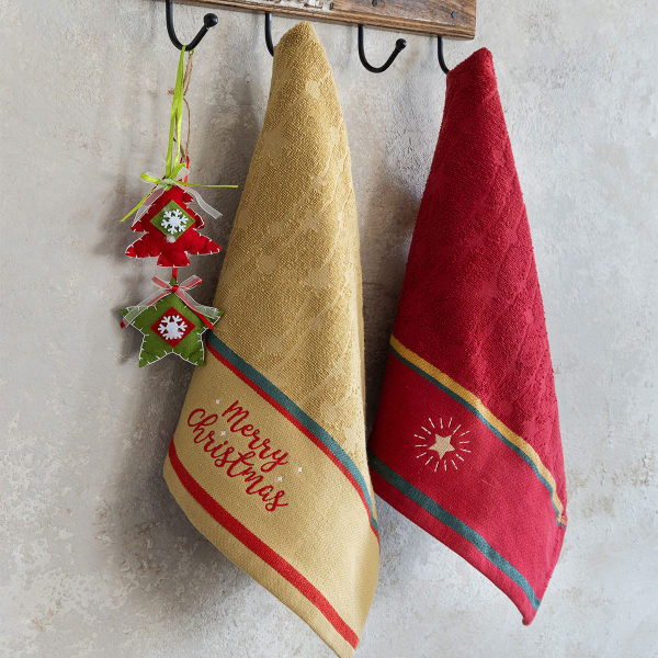 Χριστουγεννιάτικες Πετσέτες Κουζίνας (Σετ 2τμχ) Nima Christmas Star