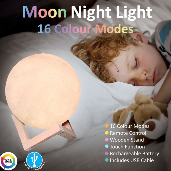 Επαναφορτιζόμενο Διακοσμητικό Φωτιστικό LED RGB Με Τηλεχειριστήριο Octopus 3d Moon