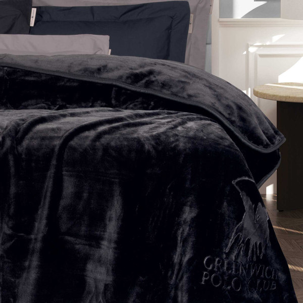 Κουβέρτα Βελουτέ Υπέρδιπλη (220x240) Greenwich Polo Club Essential 3440 Black
