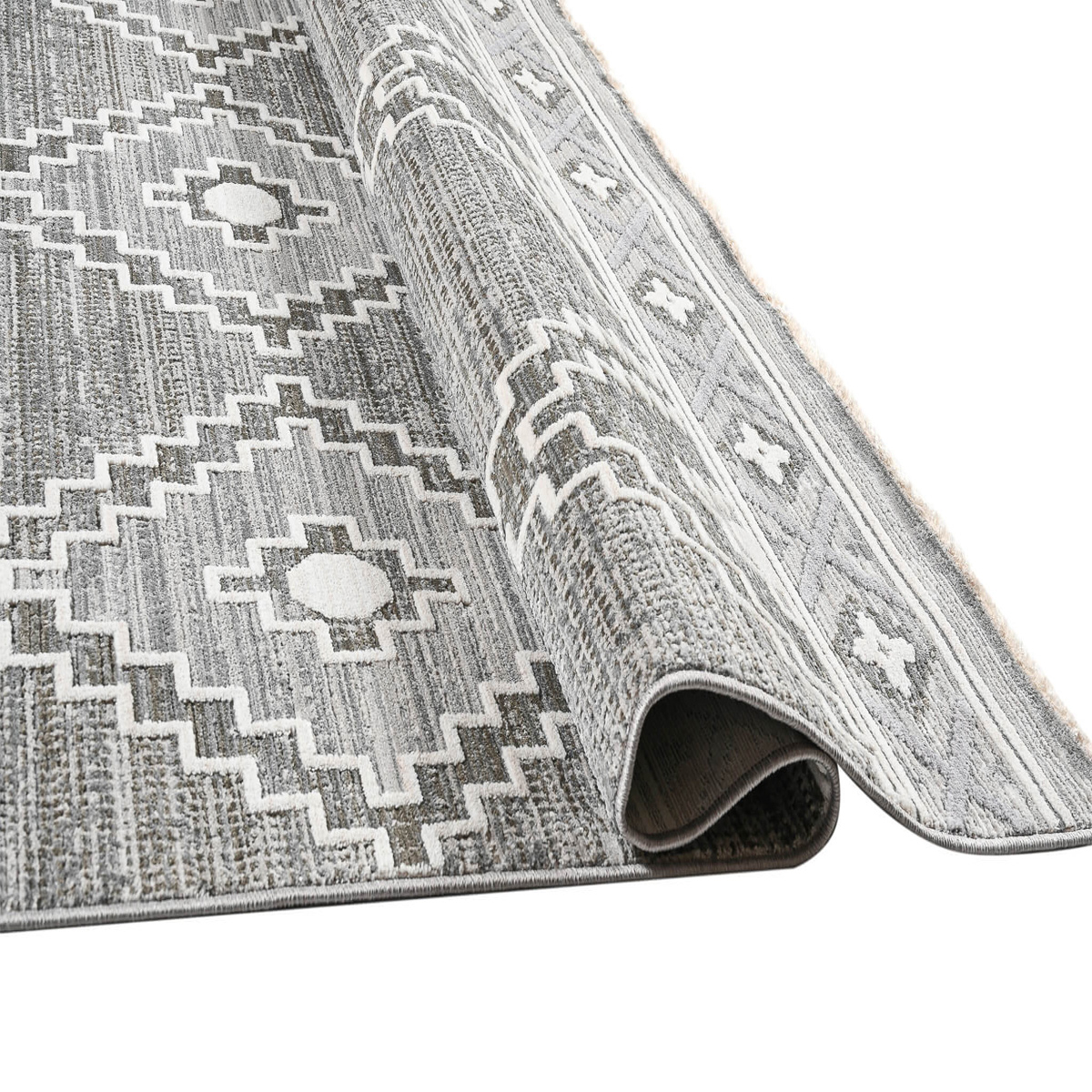 Χαλί (165X240) Polcarpet Havana Aztec 584 White Grey Home Χαλιά Σαλονιού Spitishop