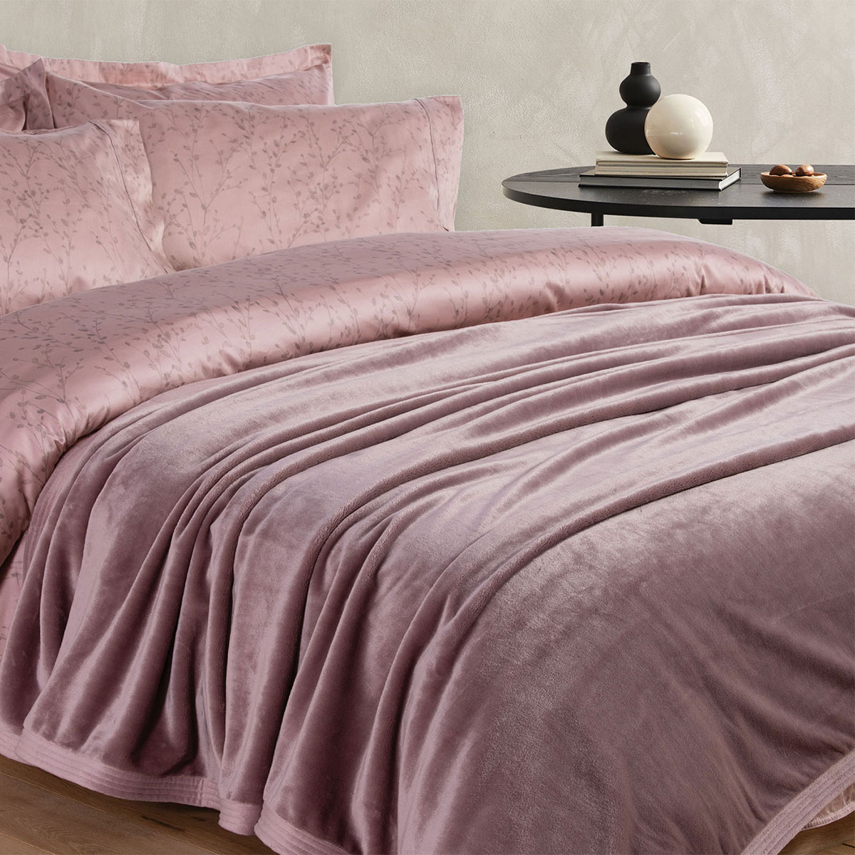 Κουβέρτα Βελουτέ Υπέρδιπλη (230×240) Nef-Nef Elements Velosso Pink