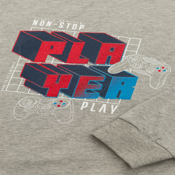 Πιτζάμα Παιδική Χειμωνιάτικη Minervakia Player 62161-023 Γκρι/Μελανζέ