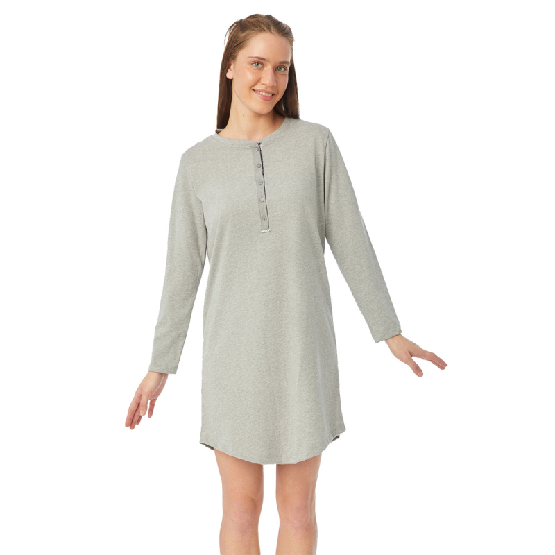 Νυχτικό Γυναικείο Χειμωνιάτικο Minerva Relax 52445-023 Γκρι/Μελανζέ