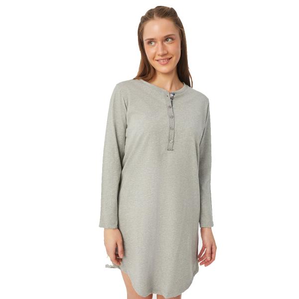 Νυχτικό Γυναικείο Χειμωνιάτικο Minerva Relax 52445-023 Γκρι/Μελανζέ