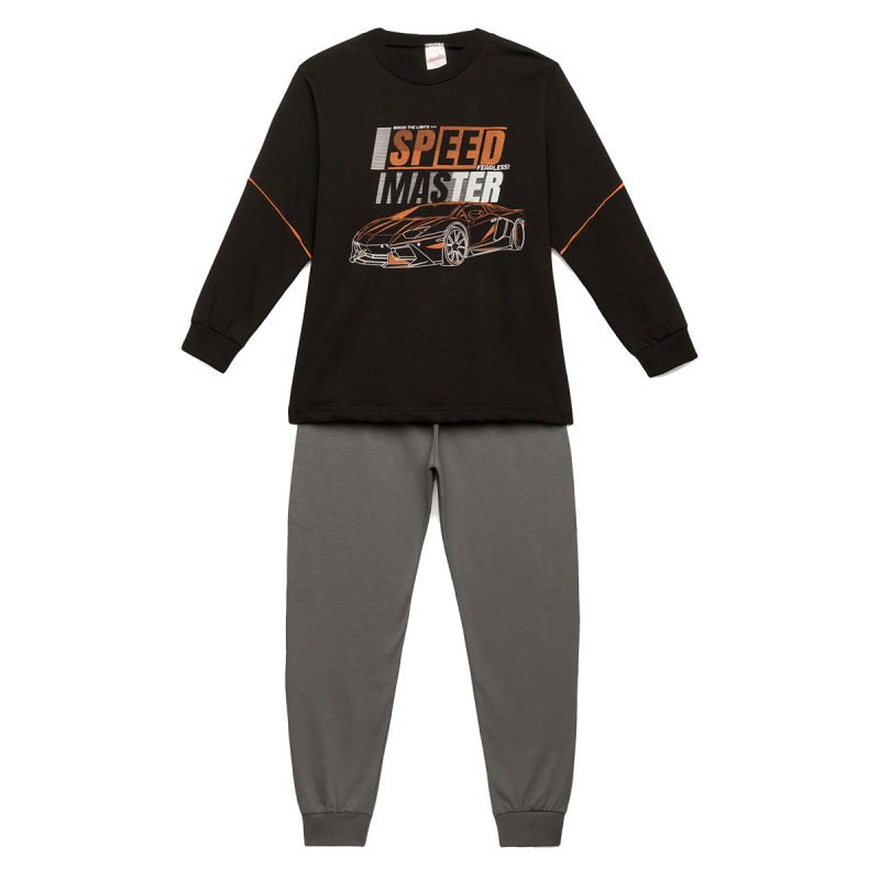 Πιτζάμα Παιδική Χειμωνιάτικη Minervakia Speed Master 62158-045 Μαύρο