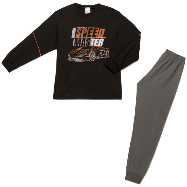 Πιτζάμα Παιδική Χειμωνιάτικη Minervakia Speed Master 62158-045 Μαύρο
