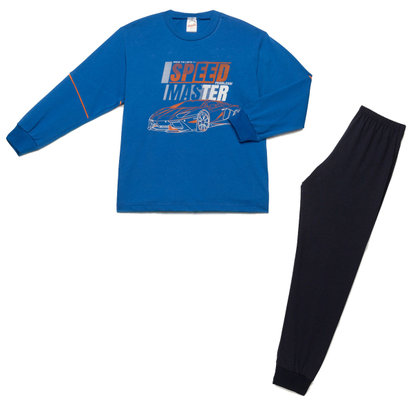 Πιτζάμα Παιδική Χειμωνιάτικη Minervakia Speed Master 62158-314 Μπλε Electric