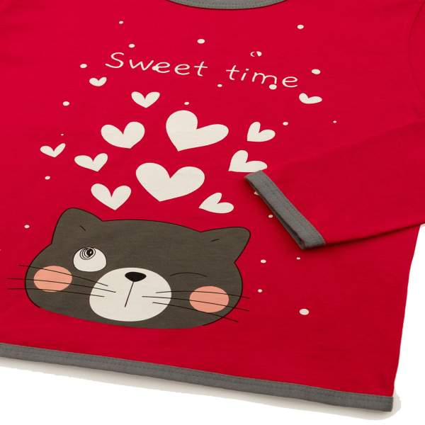 Πιτζάμα Παιδική Χειμωνιάτικη Minervakia Sweet Cats 62182-018 Κόκκινο