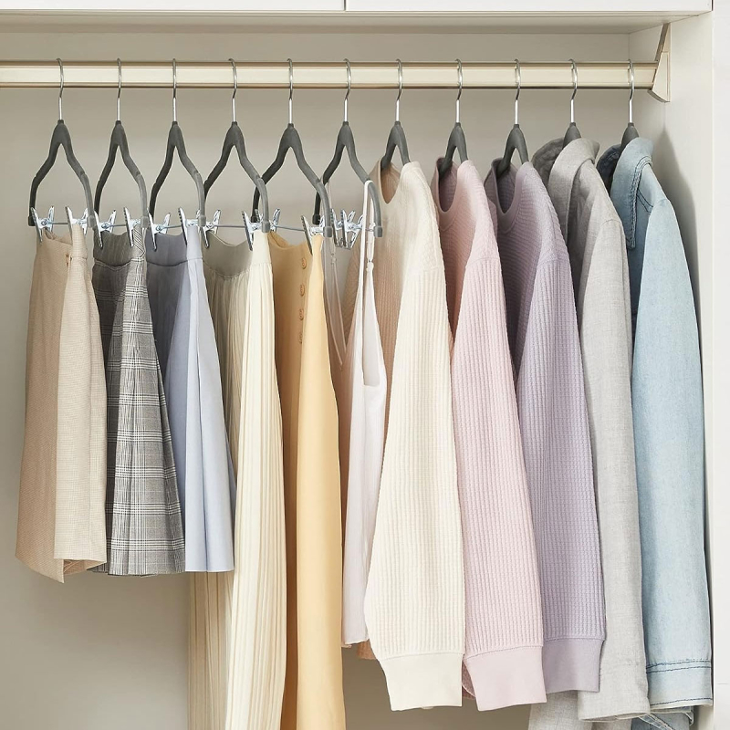 Βελουτέ Κρεμάστρες Ρούχων (Σετ 12τμχ) Songmics Grey CRF12V