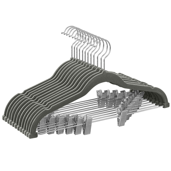 Βελουτέ Κρεμάστρες Ρούχων (Σετ 12τμχ) Songmics Grey CRF12V