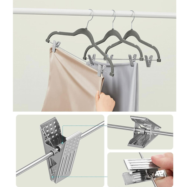 Βελουτέ Κρεμάστρες Ρούχων (Σετ 12τμχ) Songmics Grey CRF12V