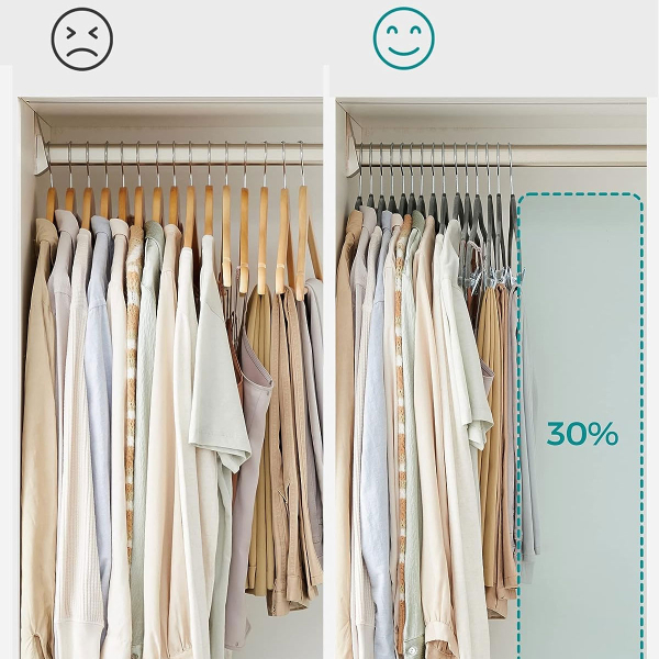 Βελουτέ Κρεμάστρες Ρούχων (Σετ 12τμχ) Songmics Grey CRF12V