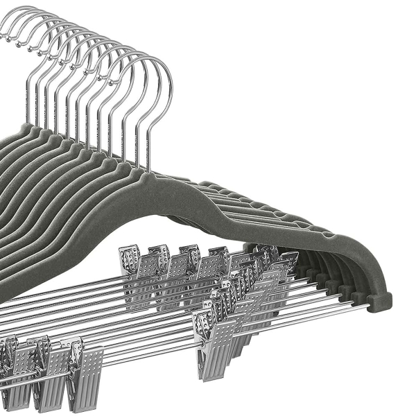 Βελουτέ Κρεμάστρες Ρούχων (Σετ 12τμχ) Songmics Grey CRF12V