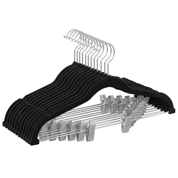 Βελουτέ Κρεμάστρες Ρούχων (Σετ 12τμχ) Songmics Black CRF12B