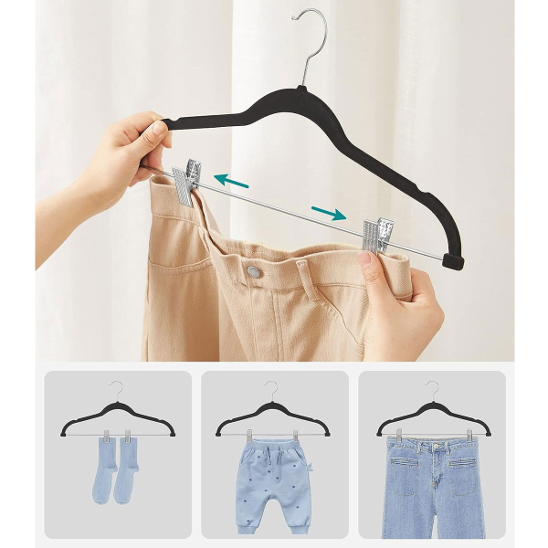 Βελουτέ Κρεμάστρες Ρούχων (Σετ 12τμχ) Songmics Black CRF12B