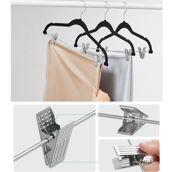 Βελουτέ Κρεμάστρες Ρούχων (Σετ 12τμχ) Songmics Black CRF12B