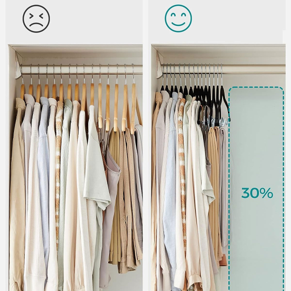 Βελουτέ Κρεμάστρες Ρούχων (Σετ 12τμχ) Songmics Black CRF12B