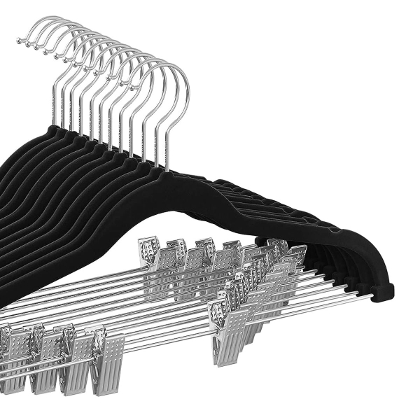 Βελουτέ Κρεμάστρες Ρούχων (Σετ 12τμχ) Songmics Black CRF12B