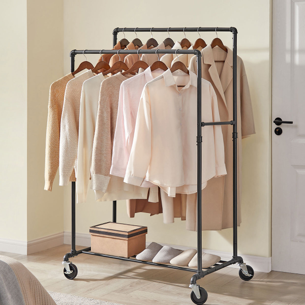 Κρεμάστρα Δαπέδου Διπλή Τροχήλατη (100x59x162) Songmics HSR60B