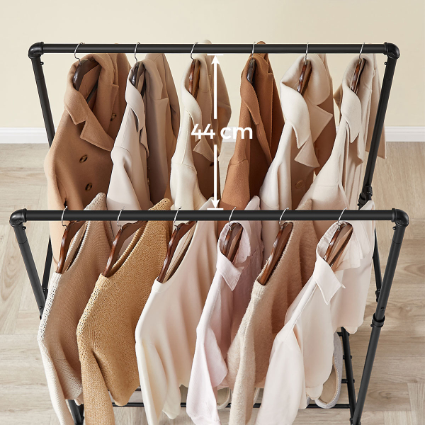 Κρεμάστρα Δαπέδου Διπλή Τροχήλατη (100x59x162) Songmics HSR60B