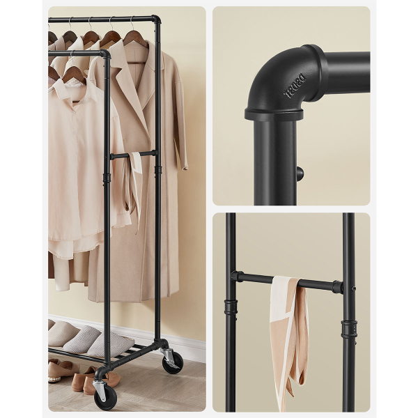 Κρεμάστρα Δαπέδου Διπλή Τροχήλατη (100x59x162) Songmics HSR60B