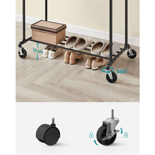 Κρεμάστρα Δαπέδου Διπλή Τροχήλατη (100x59x162) Songmics HSR60B