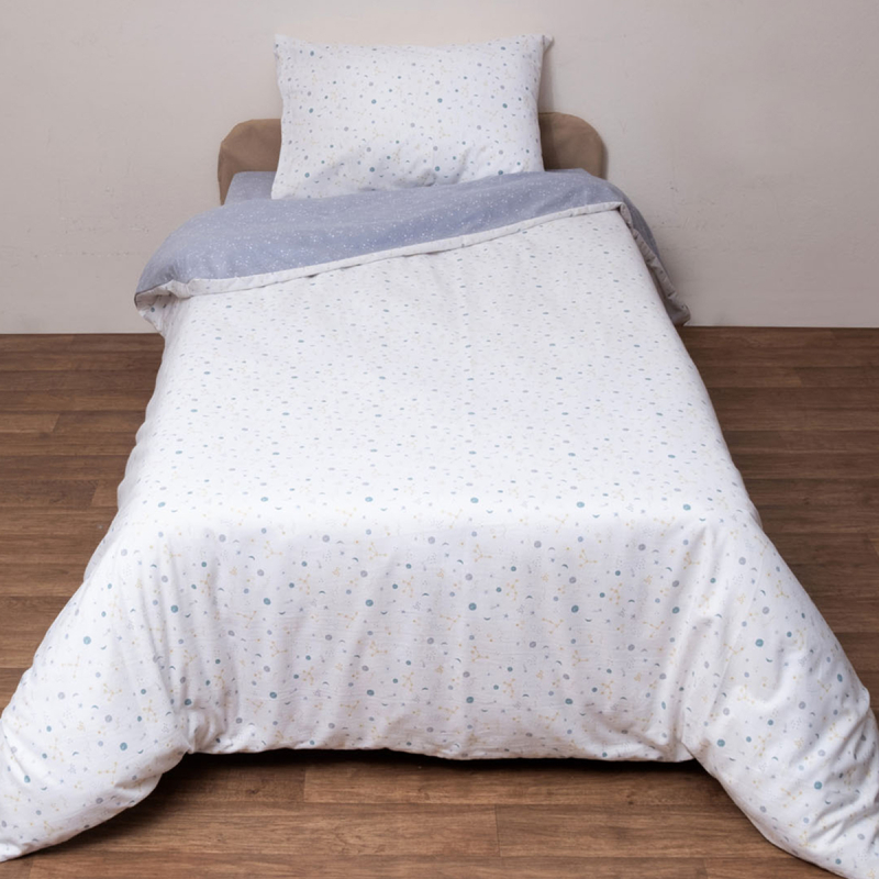 Φανελένια Παπλωματοθήκη Μονή (Σετ 160x240) 2 Όψεων Viopros Kids 2643 Λευκό