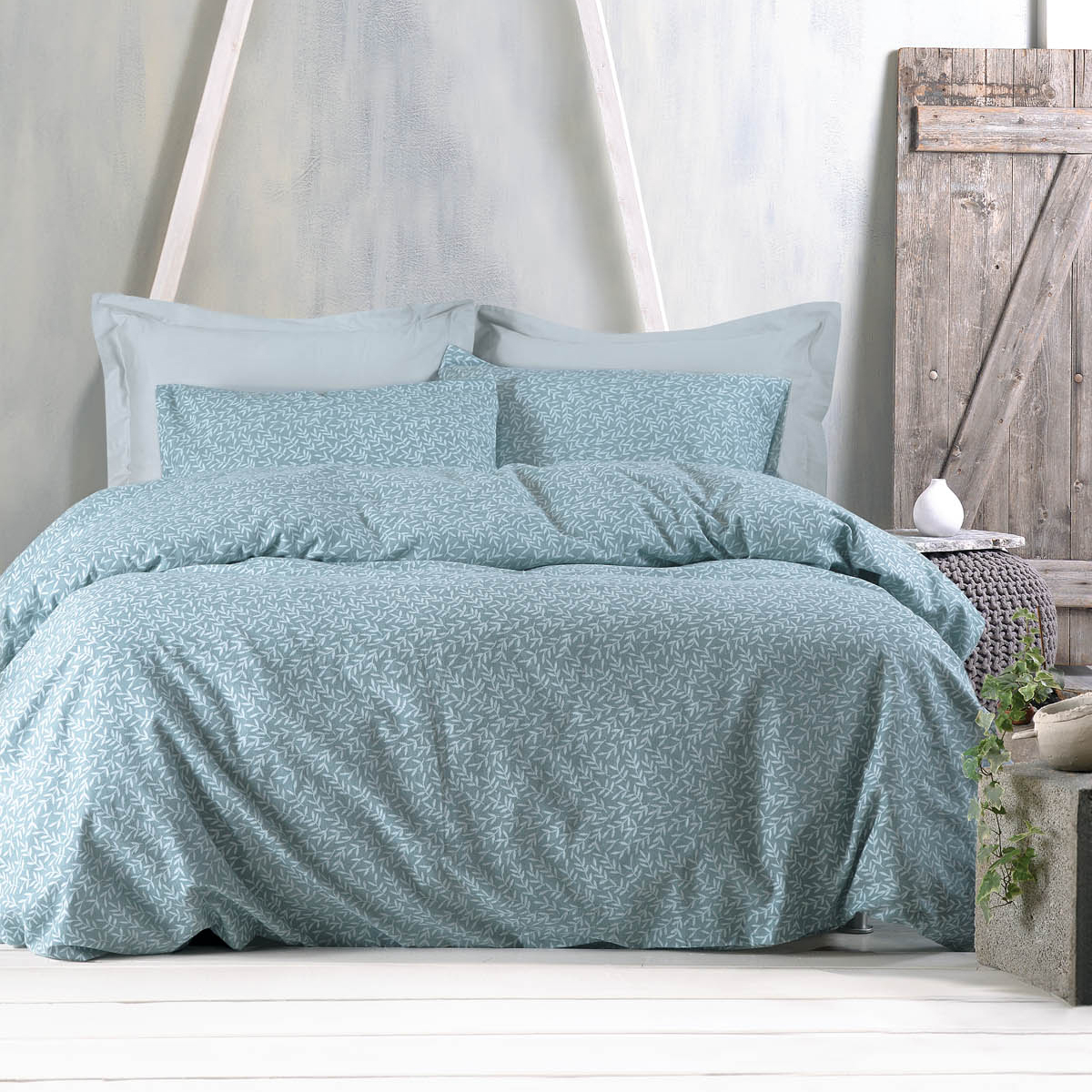 Φανελένια Παπλωματοθήκη Μονή (Σετ 160×240) Rythmos Flannel Melrose Green