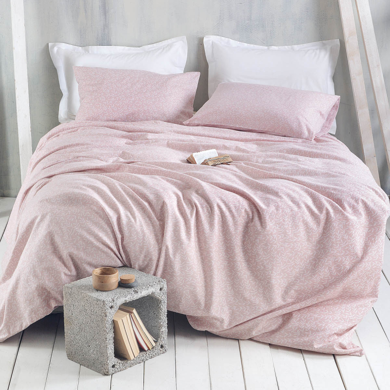 Φανελένια Παπλωματοθήκη Υπέρδιπλη (Σετ 225x240) Rythmos Flannel Melrose Pink