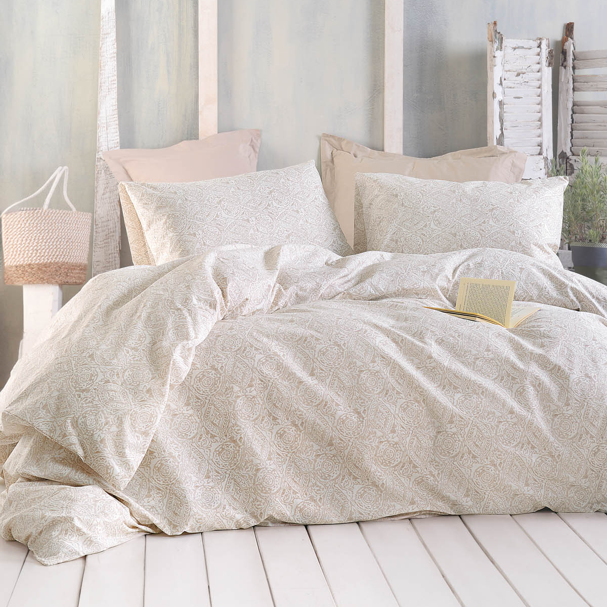 Rythmos Home Παπλωματοθήκη Μονή (Σετ 160x250) Rythmos Next Amara Beige