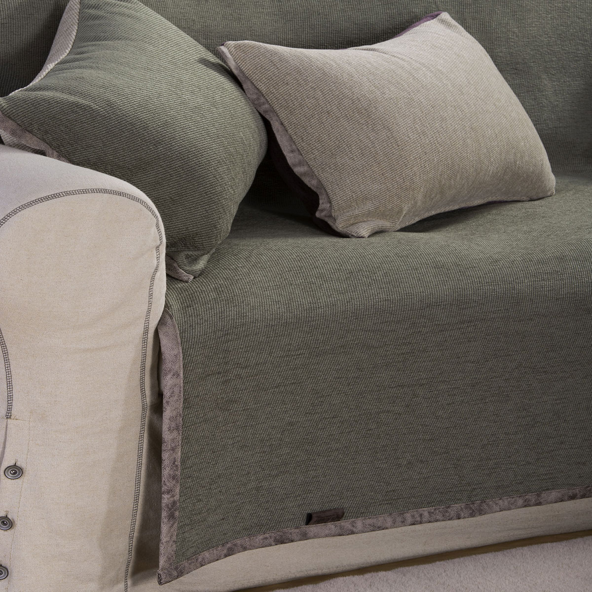 Ριχτάρι Καναπέ Τριθέσιου 2 Όψεων (180X300) Nef-Nef Homeware Tanger New F Green Ecru Home Λευκά Είδη Σαλονιού Ριχτάρια Spitishop
