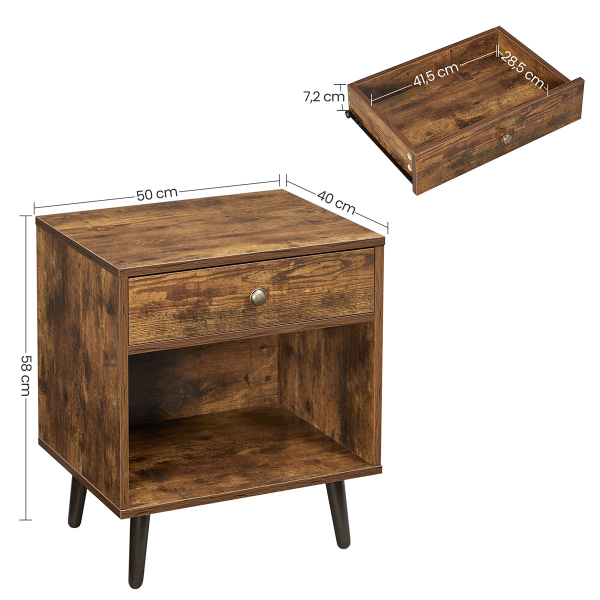 Κομοδίνο Με Συρτάρι & Ράφι (50x40x58) Vasagle LET71BX