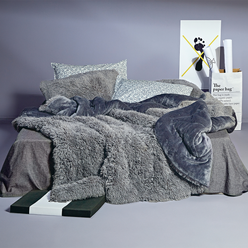 Γούνινο Κουβερτοπάπλωμα King Size (260x230) Kentia Stylish Calore 22 Light Grey