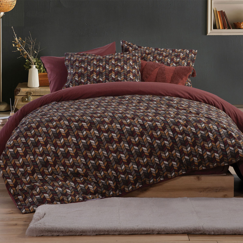 Φανελένια Σεντόνια Μονά (Σετ) Nef-Nef Homeware Flannel Stream Bordo